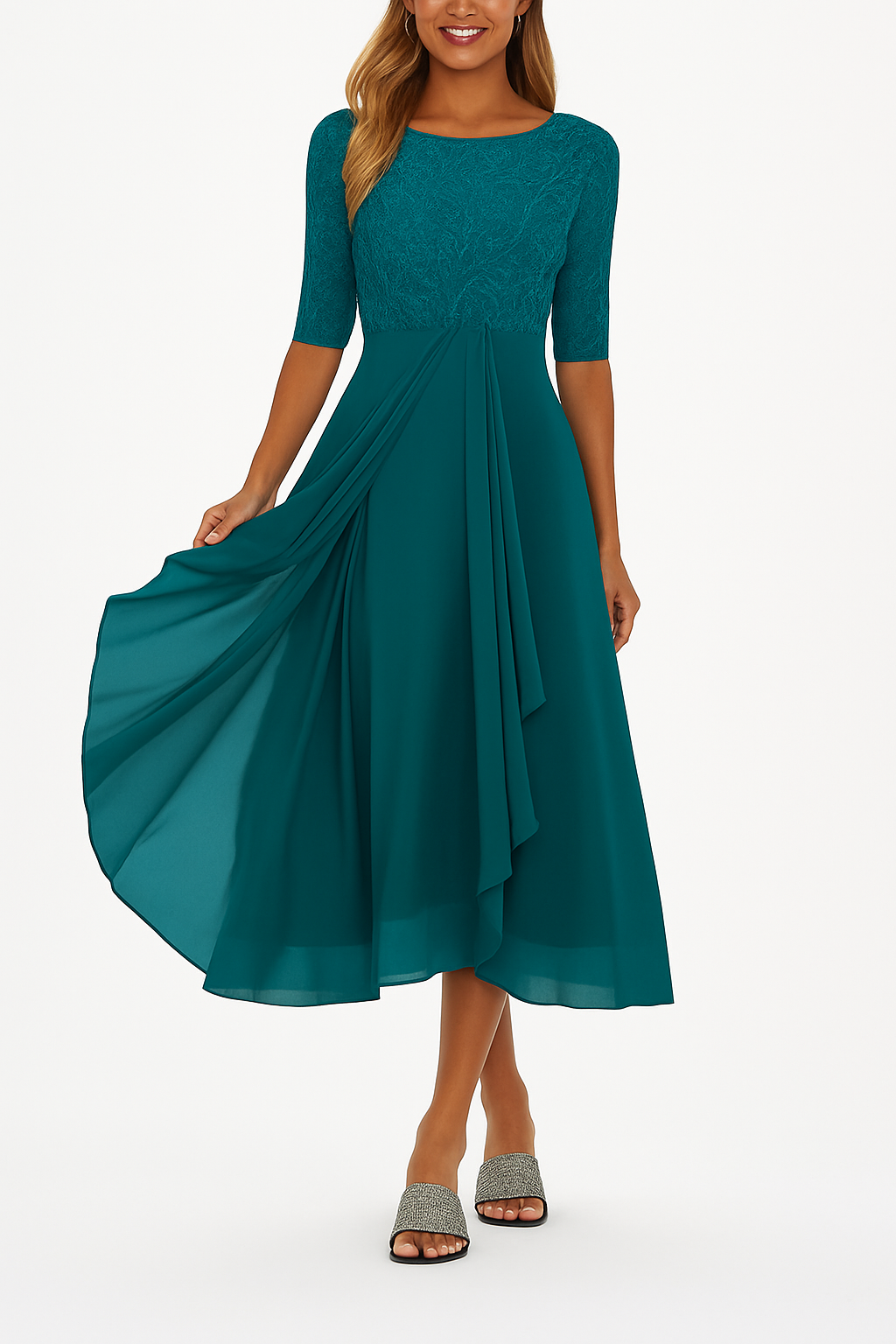 Greta | Fließendes A-Linien Midikleid