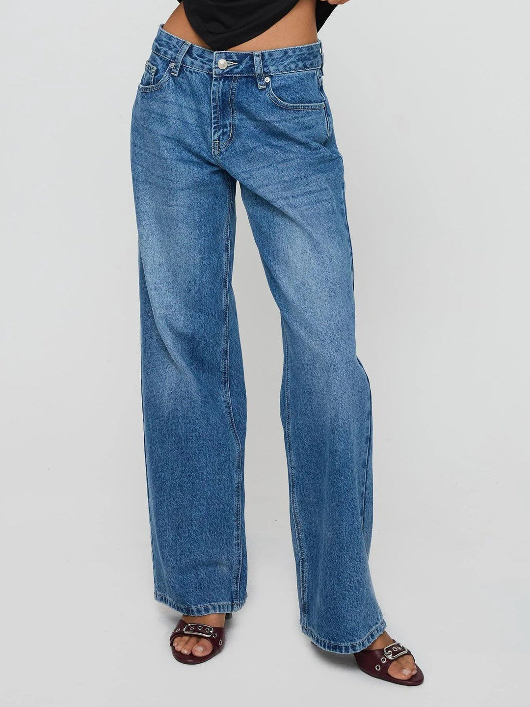 Greta | Weite High-Waist Jeans mit Geradem Bein