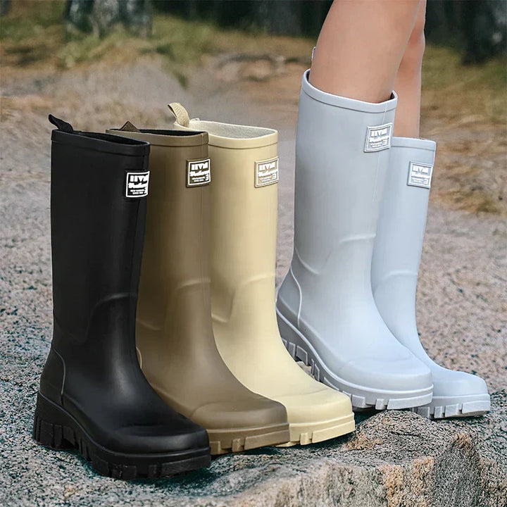Gummistiefel Damen mit Blockabsatz und Profilsohle
