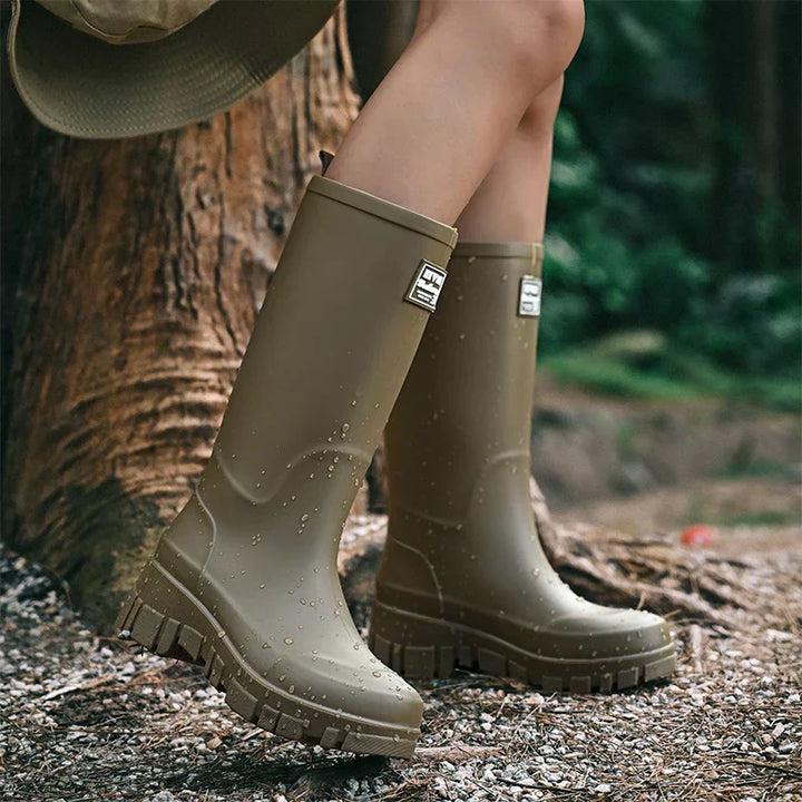 Gummistiefel Damen mit Blockabsatz und Profilsohle