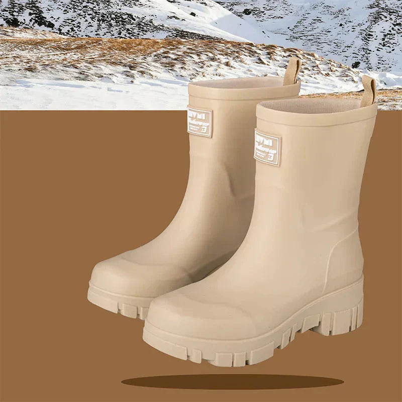 Gummistiefel Damen mit Blockabsatz und Profilsohle