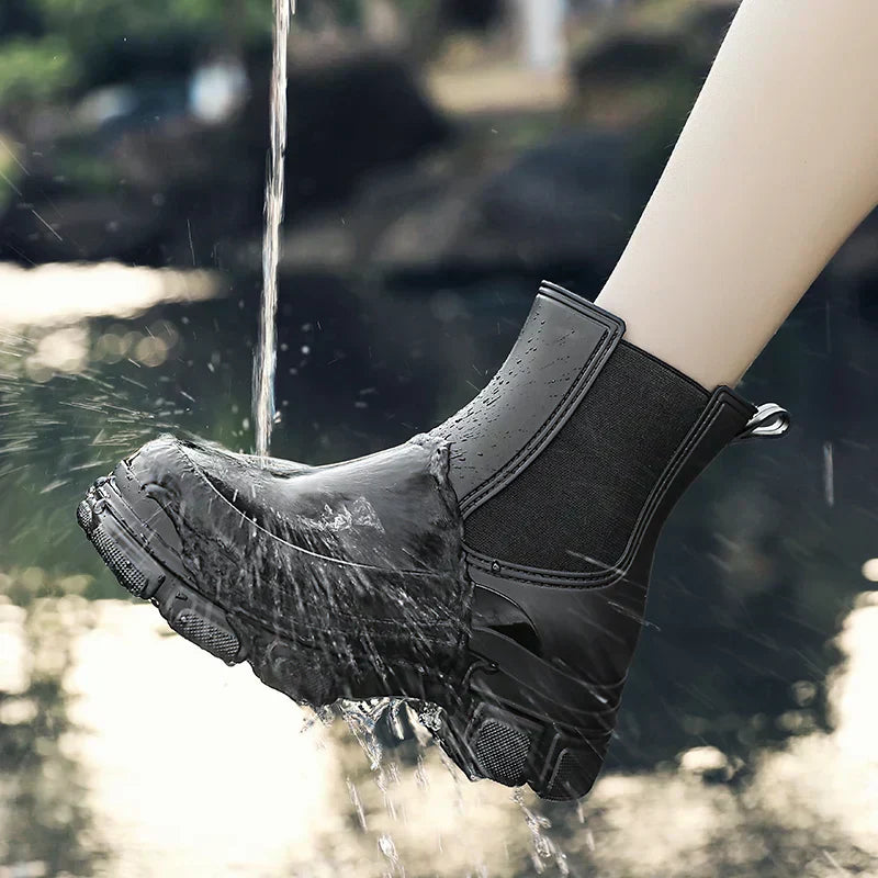 Gummistiefel Damen mit Chunky-Plateausohle und Chelsea-Schnitt