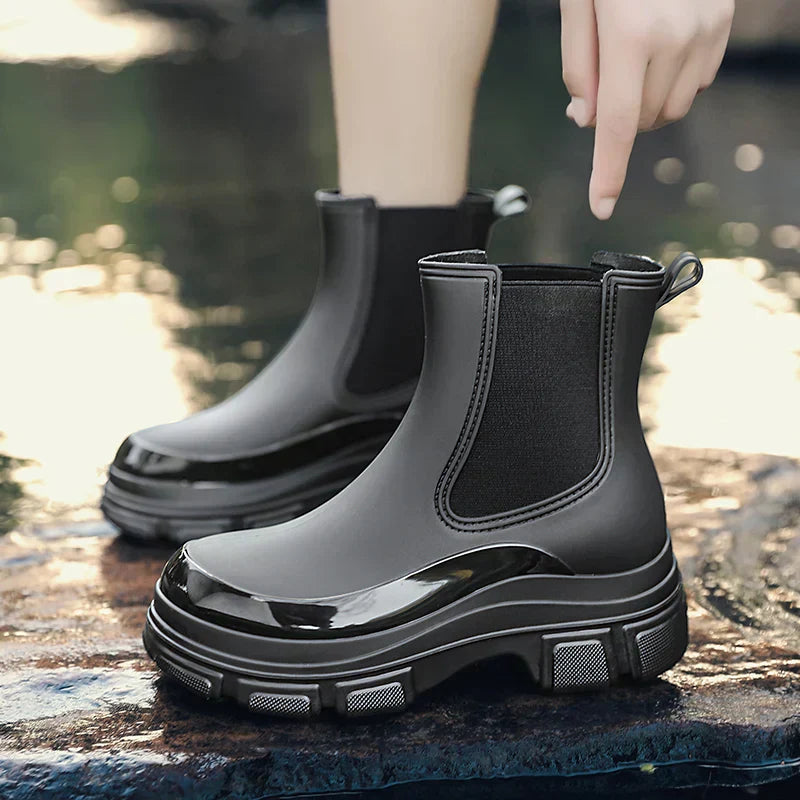 Gummistiefel Damen mit Chunky-Plateausohle und Chelsea-Schnitt
