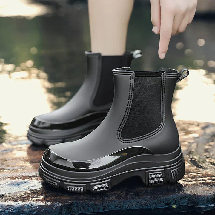 Gummistiefel Damen mit Chunky-Plateausohle und Chelsea-Schnitt