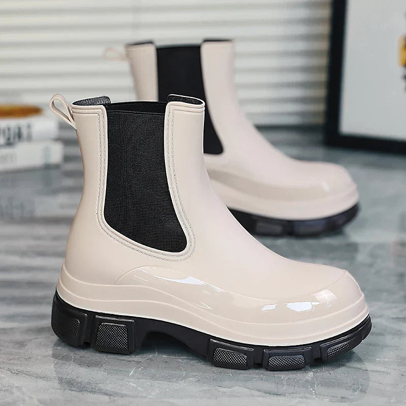 Gummistiefel Damen mit Chunky-Plateausohle und Chelsea-Schnitt