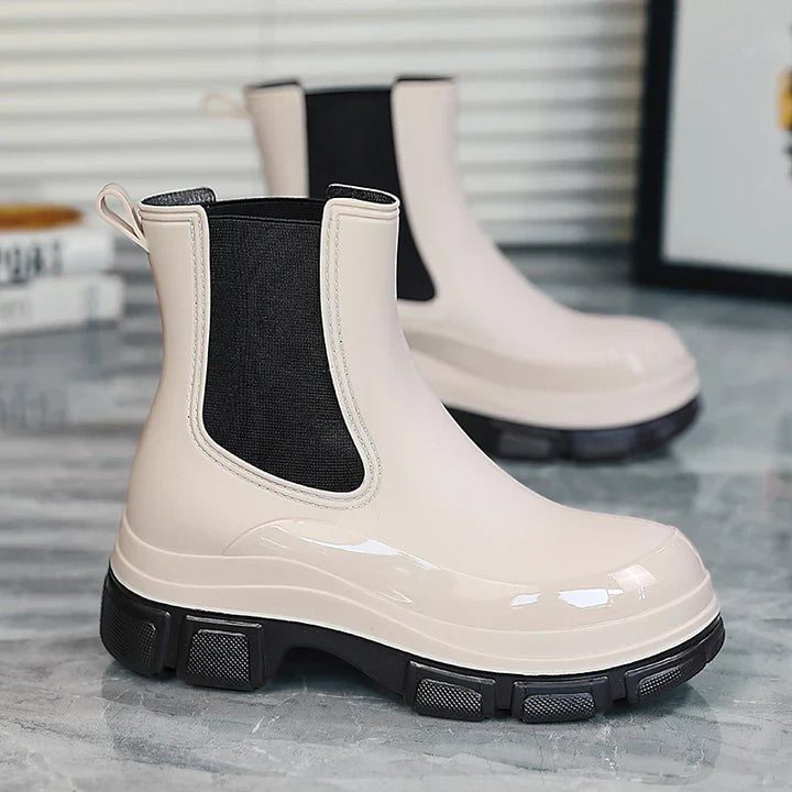 Gummistiefel Damen mit Chunky-Plateausohle und Chelsea-Schnitt