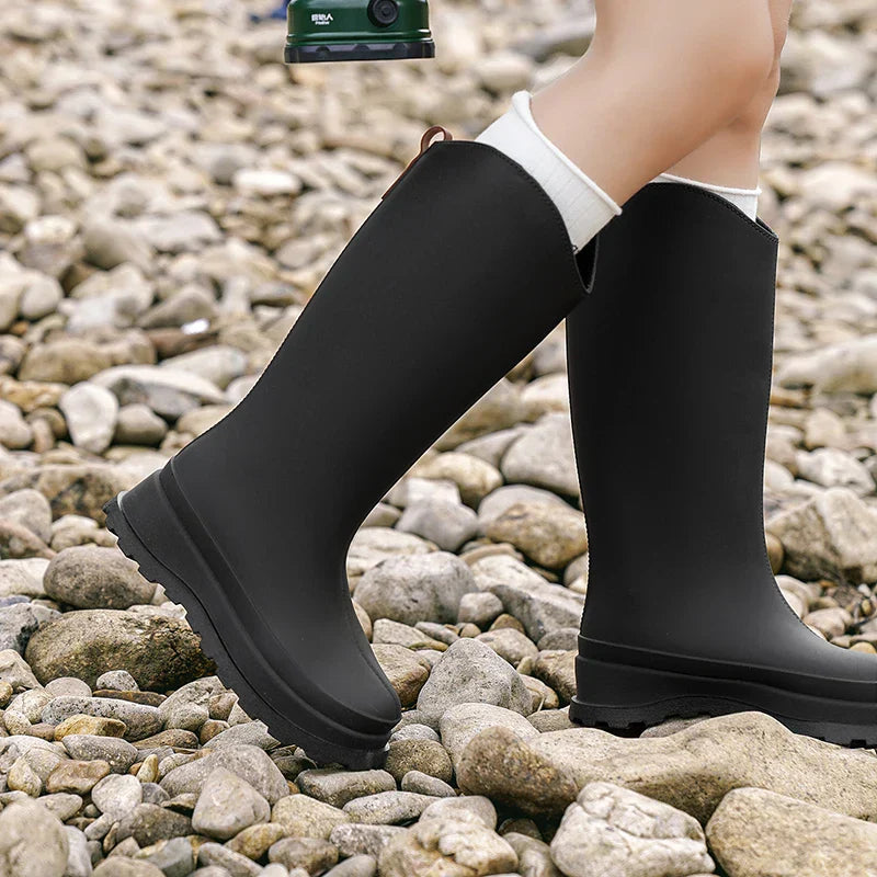Gummistiefel Damen mit Hohem Schaft und Runder Kappe
