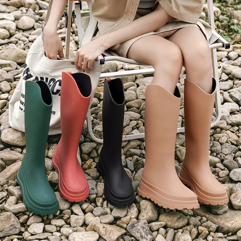 Gummistiefel Damen mit Hohem Schaft und Runder Kappe