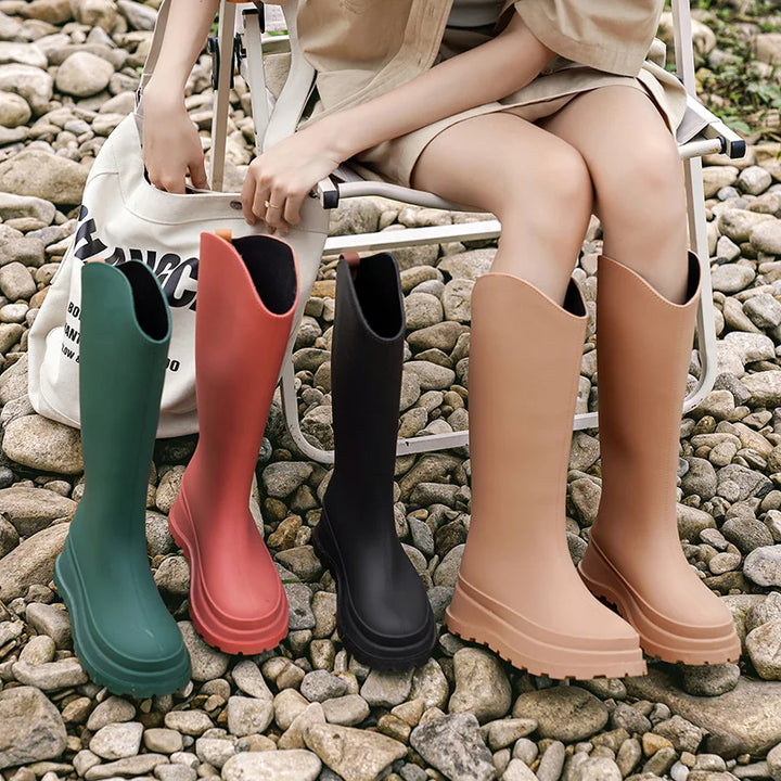 Gummistiefel Damen mit Hohem Schaft und Runder Kappe