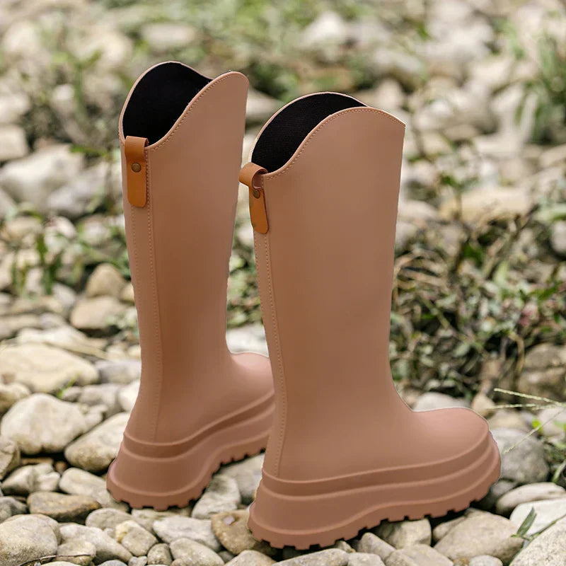 Gummistiefel Damen mit Hohem Schaft und Runder Kappe