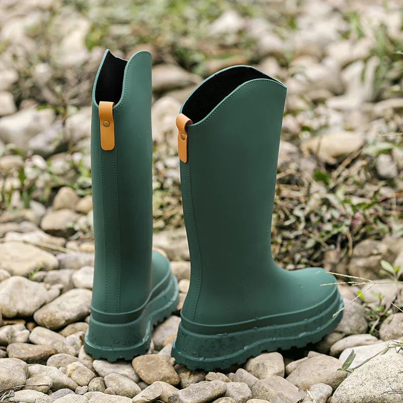 Gummistiefel Damen mit Hohem Schaft und Runder Kappe