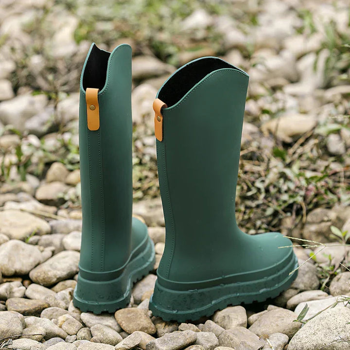 Gummistiefel Damen mit Hohem Schaft und Runder Kappe