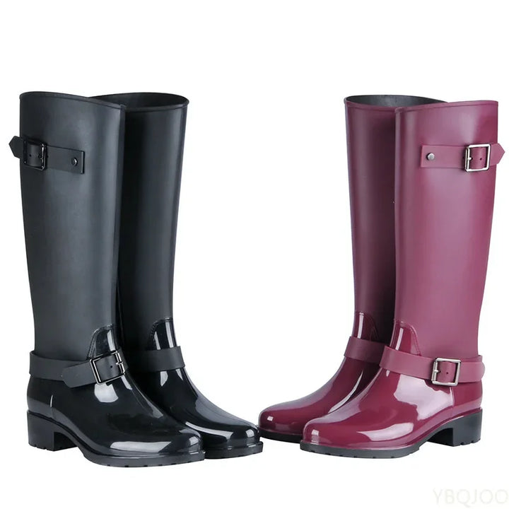 Gummistiefel Damen mit Schnallen und Hohem Schaft
