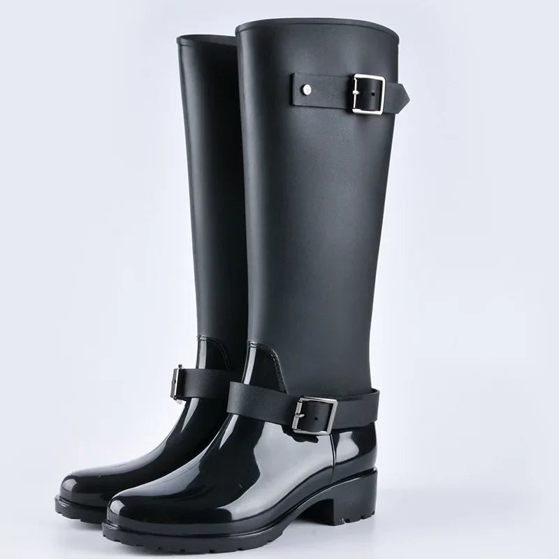 Gummistiefel Damen mit Schnallen und Hohem Schaft