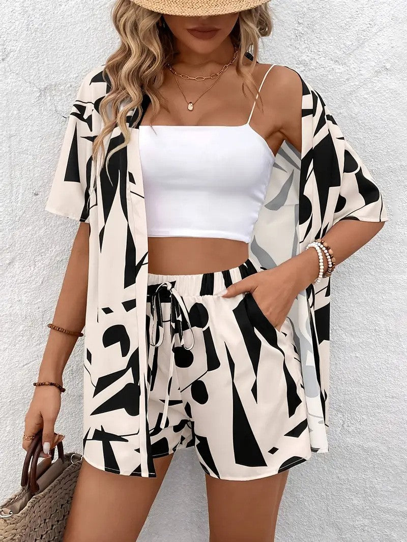 Hana | Damen Luftiges Kimono-Shorts-Set