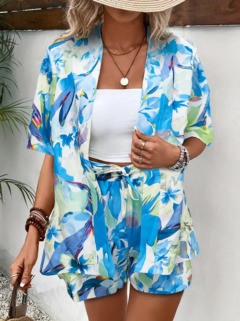 Hana | Damen Luftiges Kimono-Shorts-Set