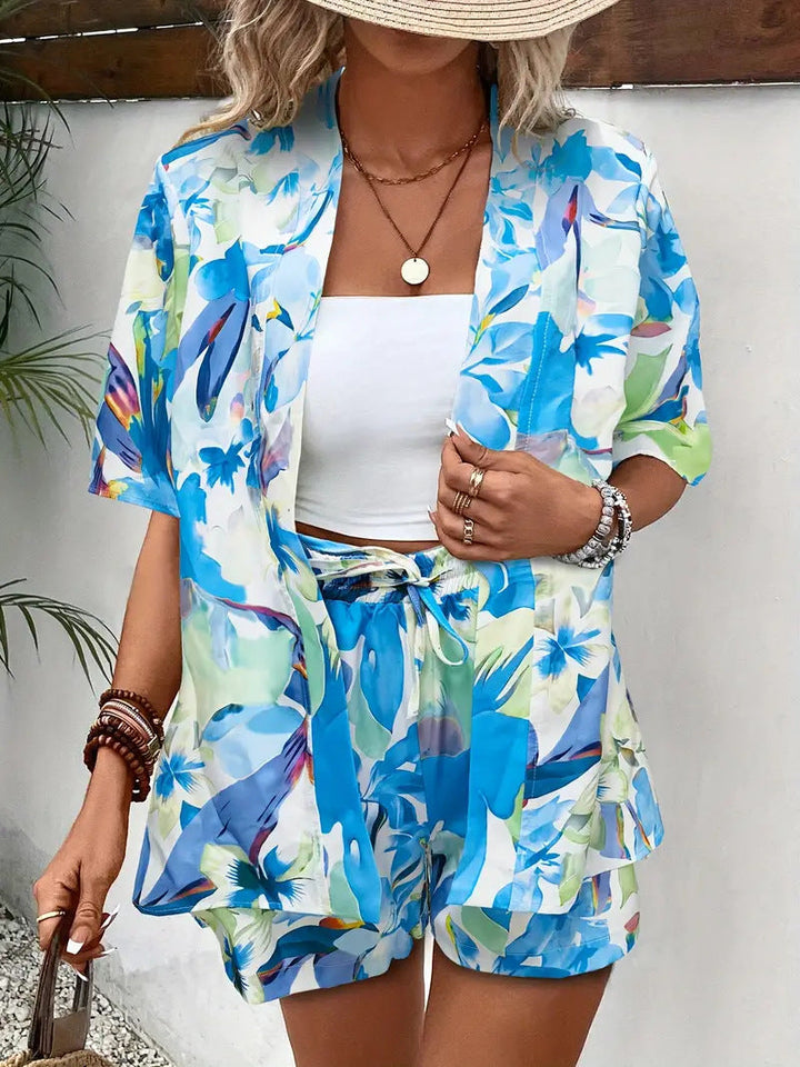 Hana | Damen Luftiges Kimono-Shorts-Set