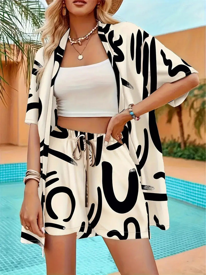 Hana | Damen Luftiges Kimono-Shorts-Set