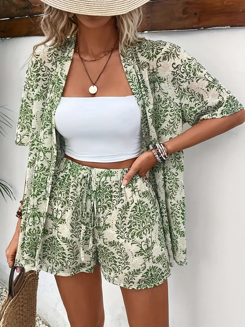 Hana | Damen Luftiges Kimono-Shorts-Set