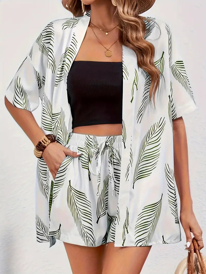 Hana | Damen Luftiges Kimono-Shorts-Set