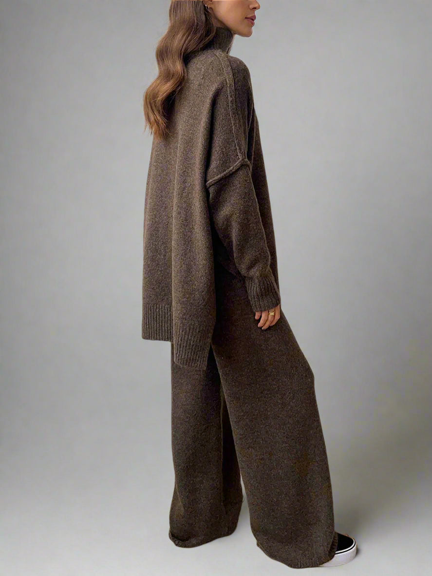 Hedda | Turtleneck Lounge Set mit Weitbein-Hose
