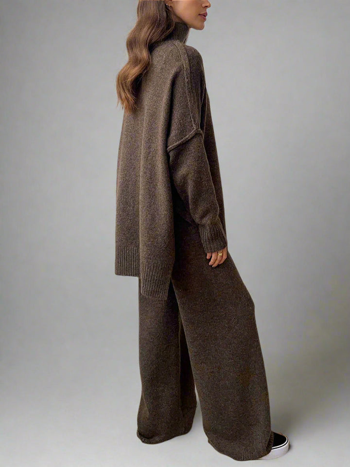 Hedda | Turtleneck Lounge Set mit Weitbein-Hose