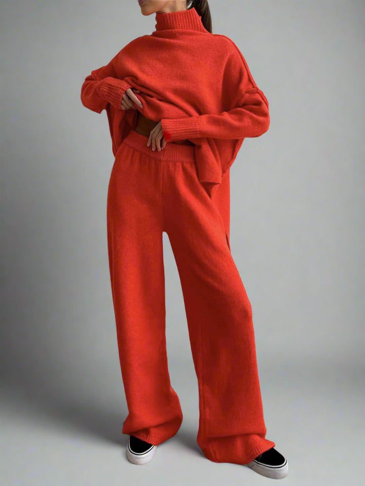 Hedda | Turtleneck Lounge Set mit Weitbein-Hose