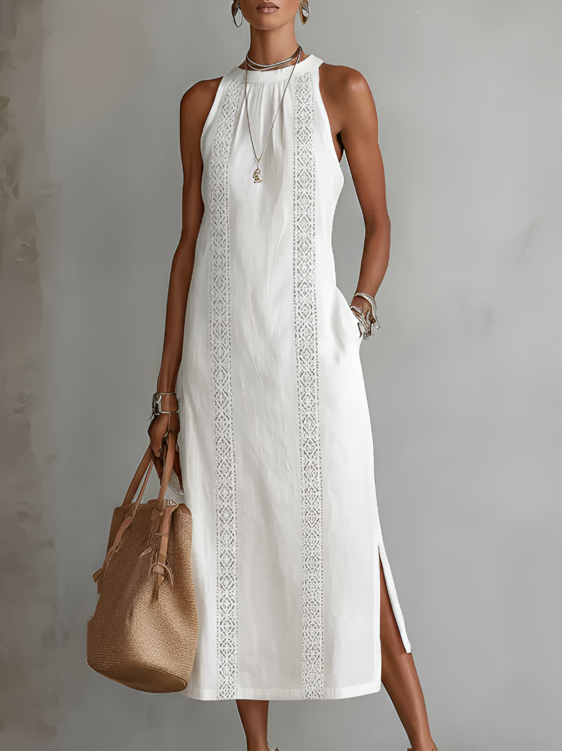 Helena | Luftiges Leinen-Midikleid mit Rundhals