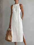 Helena | Luftiges Leinen-Midikleid mit Rundhals
