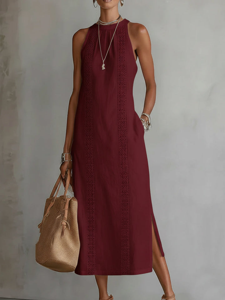Helena | Luftiges Leinen-Midikleid mit Rundhals