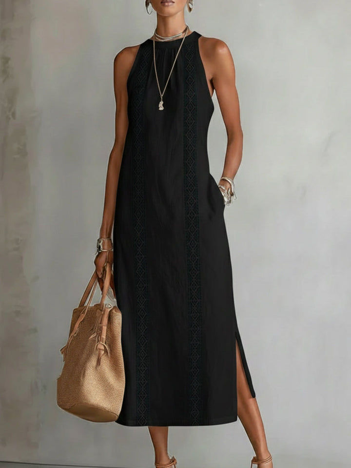 Helena | Luftiges Leinen-Midikleid mit Rundhals
