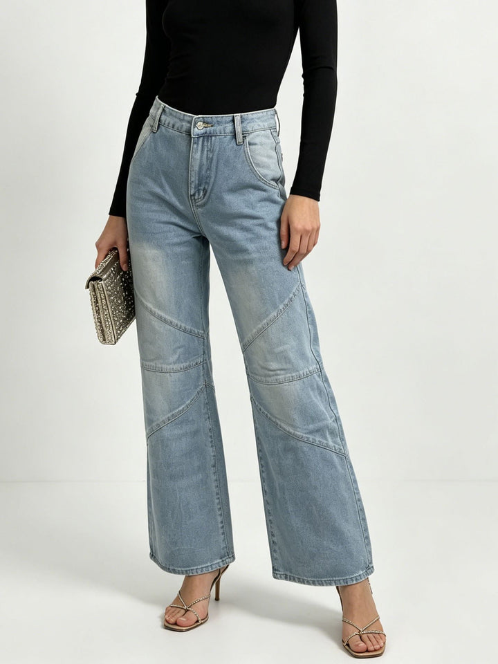 Helene | Weite High-Waist Jeans mit Ziernähten