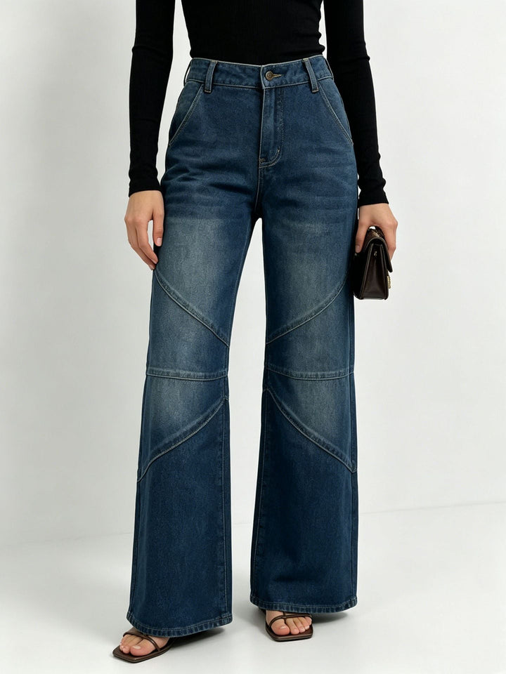 Helene | Weite High-Waist Jeans mit Ziernähten