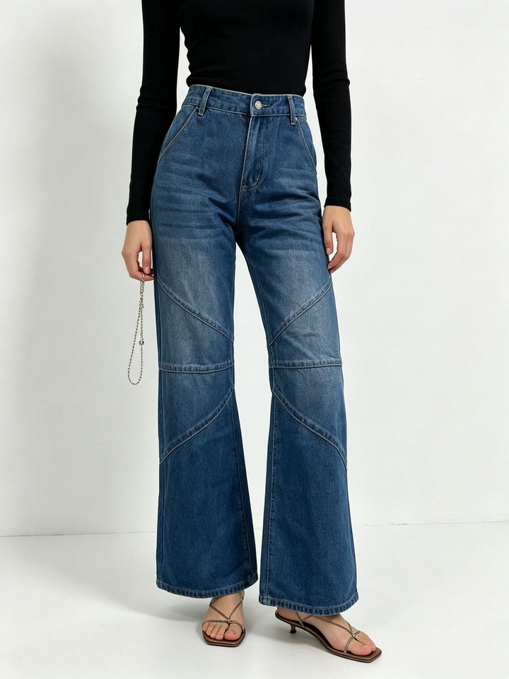 Helene | Weite High-Waist Jeans mit Ziernähten