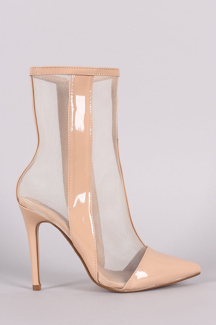 Helga Damen Spitze Stiefeletten mit Stilettoabsatz und Mesh-Einsätzen – Nude