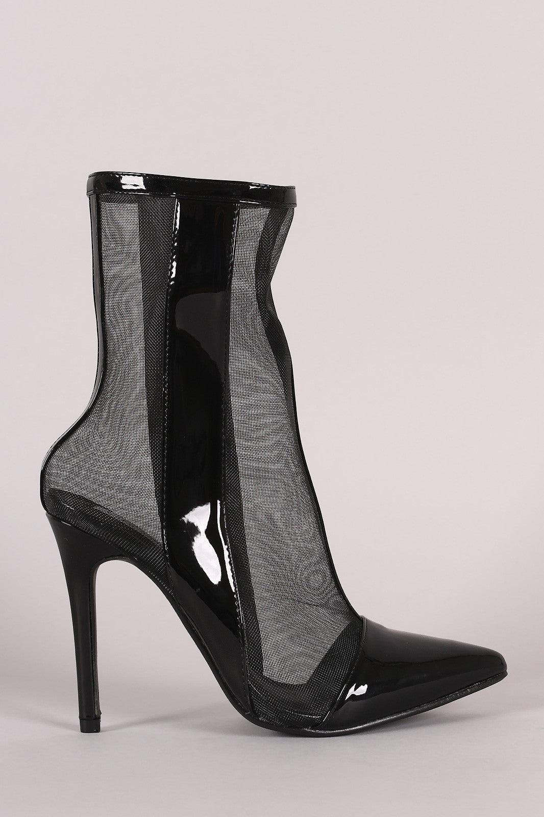 Helga Damen Spitze Stiefeletten mit Stilettoabsatz und Mesh-Einsätzen – Schwarz