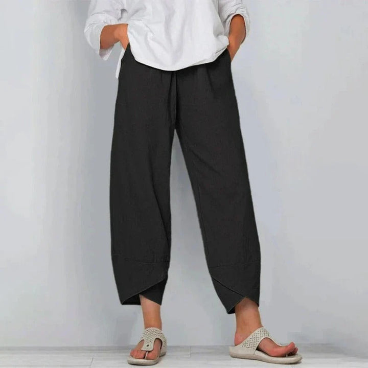 Hella | Damen Weite Asymmetrische Cropped-Leinenhose