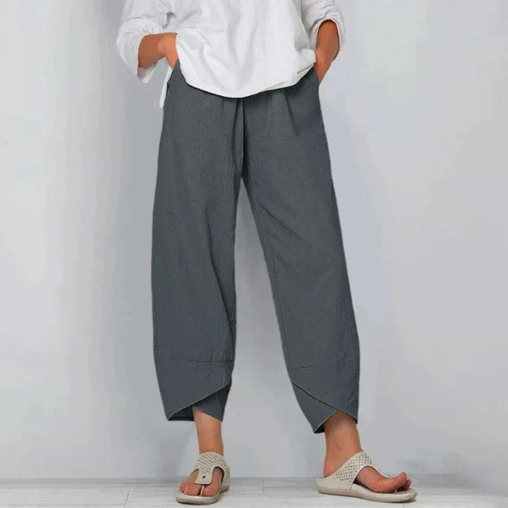 Hella | Damen Weite Asymmetrische Cropped-Leinenhose
