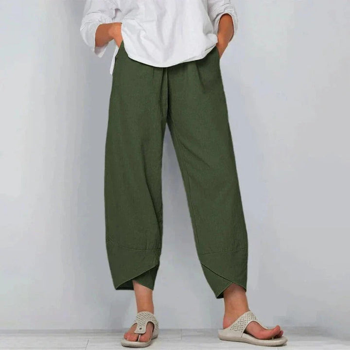 Hella | Damen Weite Asymmetrische Cropped-Leinenhose
