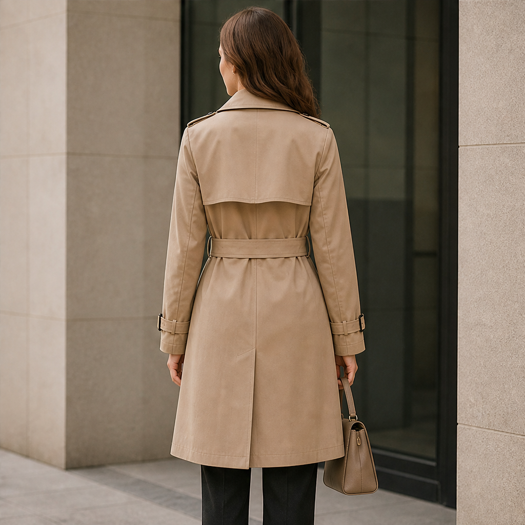 Henrike Damen Trenchcoat in Midilänge mit Reverskragen und Bindegürtel