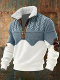 Matthias | Herren Farbblock Halb-Reißverschluss Strick mit Fleecekragen