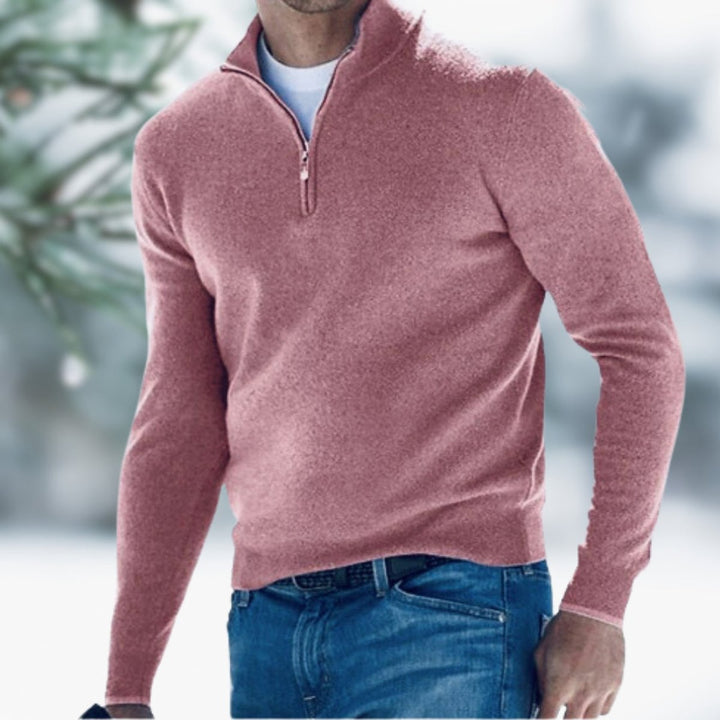 Alexander | Herren Feinstrick Pullover mit Viertelreißverschluss