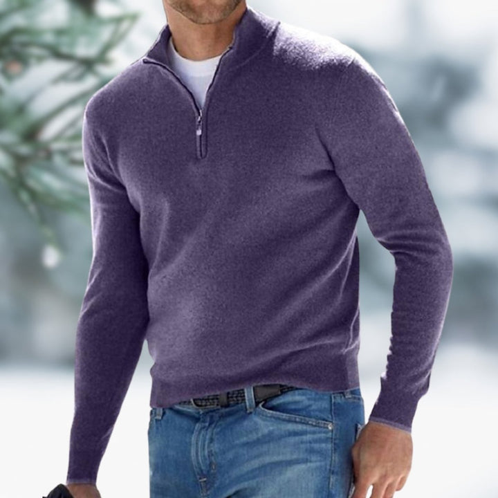 Alexander | Herren Feinstrick Pullover mit Viertelreißverschluss