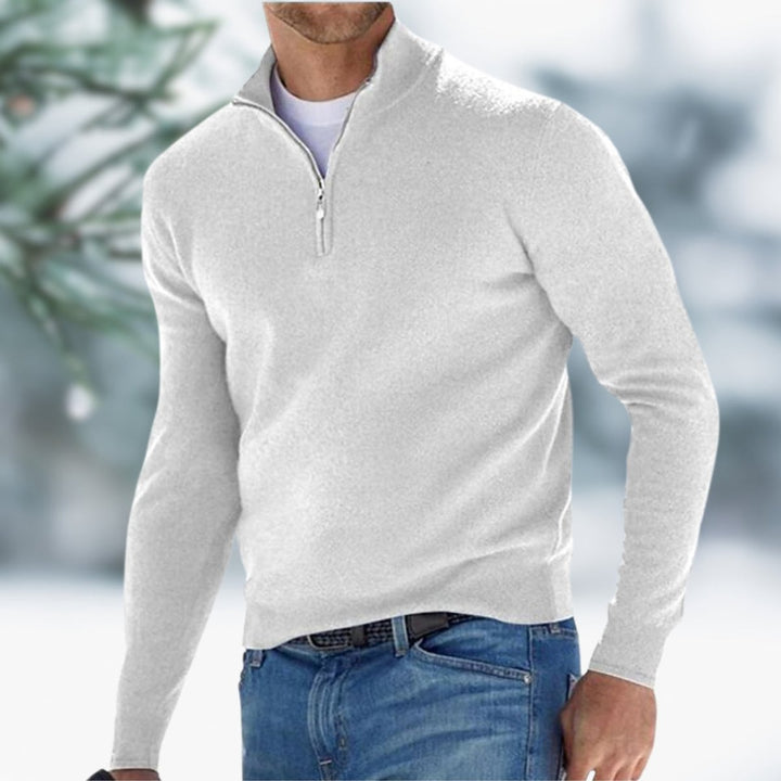 Alexander | Herren Feinstrick Pullover mit Viertelreißverschluss