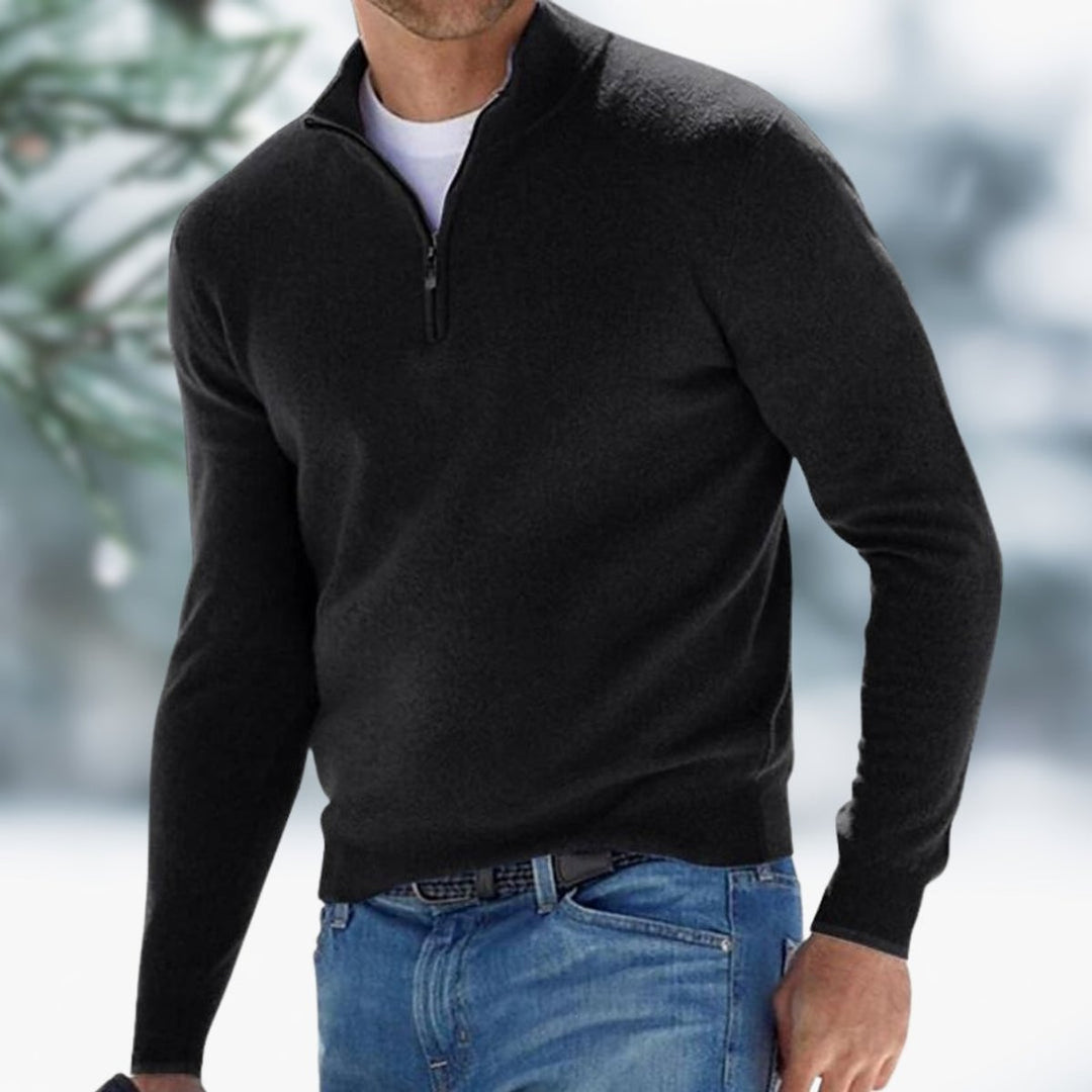Alexander | Herren Feinstrick Pullover mit Viertelreißverschluss