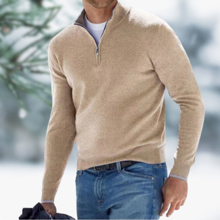 Alexander | Herren Feinstrick Pullover mit Viertelreißverschluss