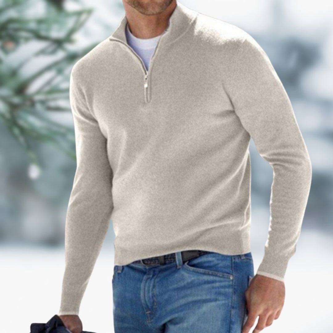 Alexander | Herren Feinstrick Pullover mit Viertelreißverschluss