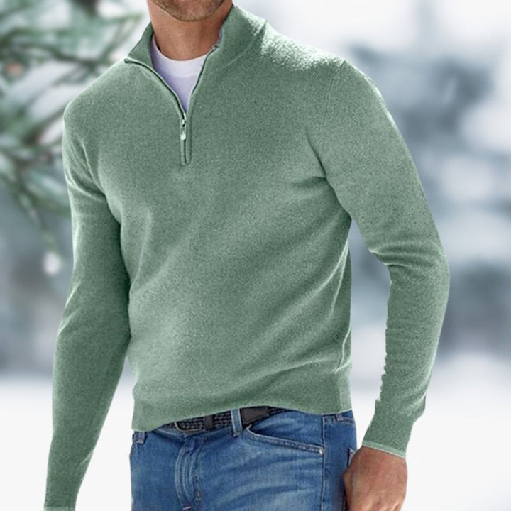 Alexander | Herren Feinstrick Pullover mit Viertelreißverschluss