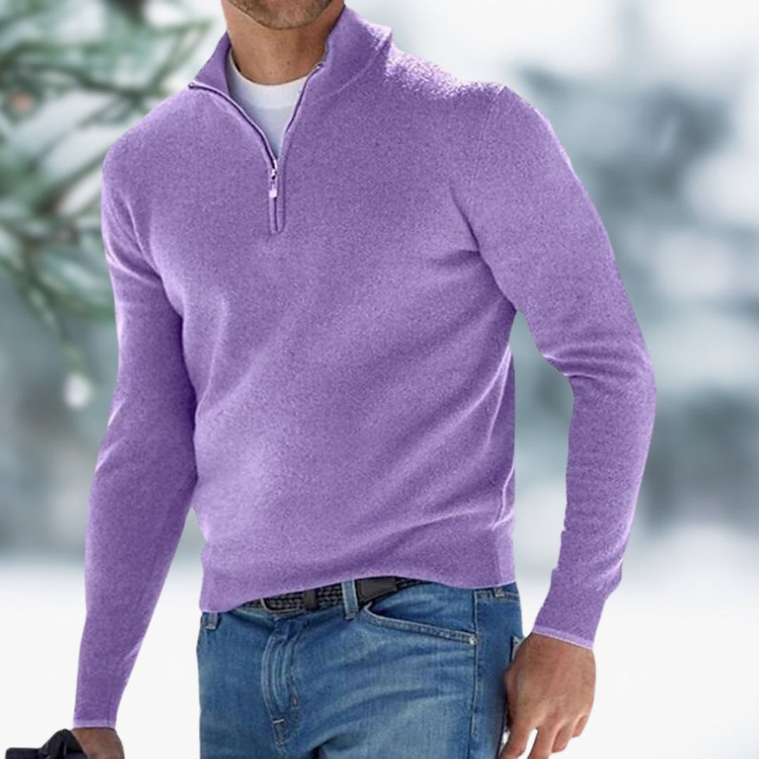 Alexander | Herren Feinstrick Pullover mit Viertelreißverschluss