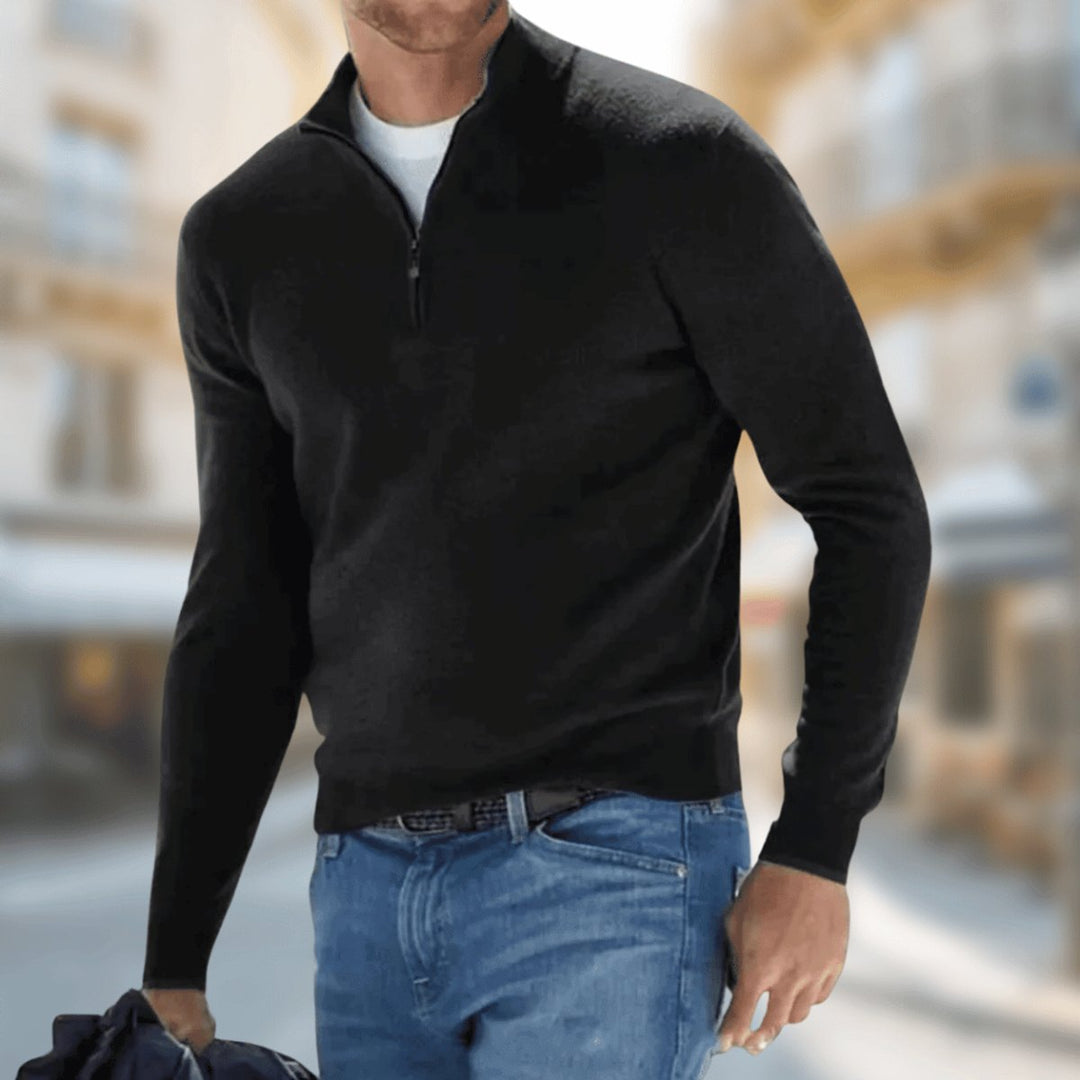 Felix | Herren Leichter Quarter-Zip Strickpullover